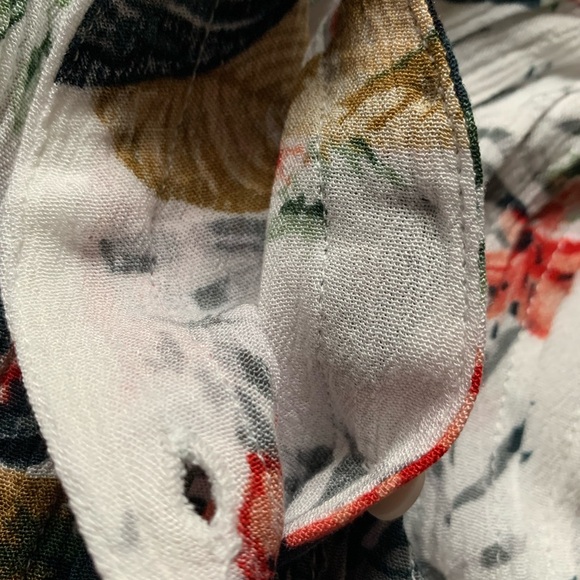 Hilary Radley Tropical Floral Tie Waist Tunic Blouse Dainty Feminine - Picture 9 of 9